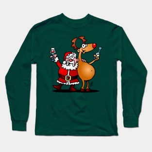 Santa Claus and his reindeer Long Sleeve T-Shirt